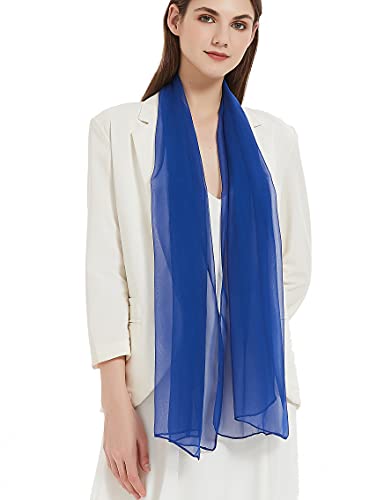 PANTONIGHT Long Chiffon Sheer Scarf For womens - color: 066 Royal Blue