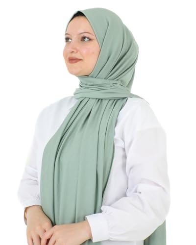 Prien Hijab for Women Viscose Scarf Lightweight Muslim Hijabs Long Shawl Islamic Scarves Turkey Silk Headscarf for Womens - color: Light Green