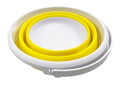 SAMMART 5.5L (1.4 Gallon) Collapsible Plastic Bucket - Foldable Round Tub - Portable Fishing Water Pail - Space Saving Outdoor Waterpot (White/Lemon) - color: White/Lemon