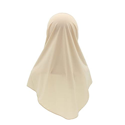 Girls Hijab Muslim Scarf for Kids – Ready to Wear, Solid Color, Soft & Breathable Daily Headwear for Ages 6-11 - color: Cream