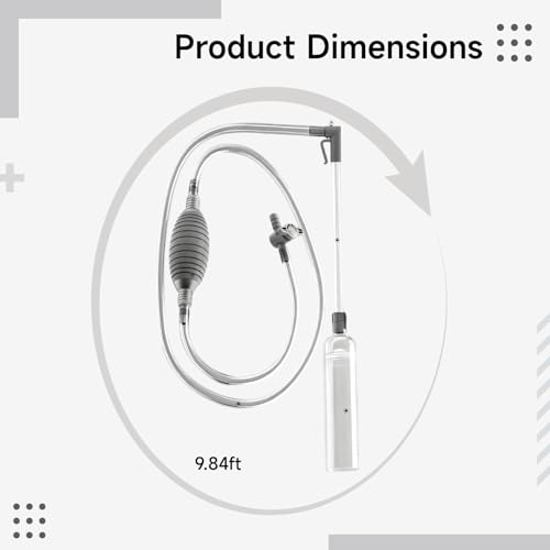 3.0 m Fish Tank Water Changer, Aquarium Vacuum Gravel Cleaner with Flow Regulator, Extendable Siphon, Duckbill Suction Head, Fixed Clip, Screen Grid for Fish Tank Cleaning