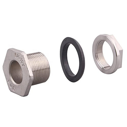 DERNORD 3/4" Female Bulkhead Water Tank Connector Stainless Steel Bulkhead Fittings Pack of 2 - size: 3/4 Inch, style: Pack of 2