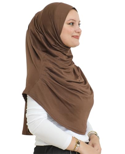 Prien Ready To Wear Hijab For Women, Instant Turban, Soft Muslim Scarf For Prayer, Long Hijabs, Islamic Clothes, Jersey Abaya - color: Brown