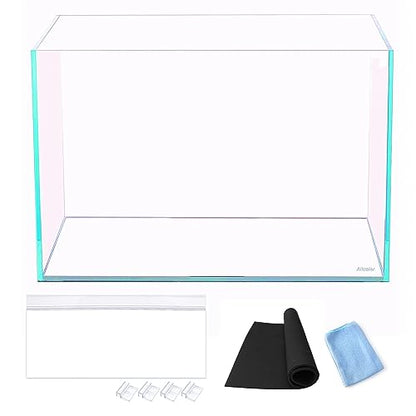 Allcolor Artisan Grade Ultra Clear Rimless Aquarium Tank (6Gal) | Low Iron Glass Fish Tank for Professional Aquascaping and Planted Layouts, 6-60 Gallons (6Gal-Top Glass Canopy) - size: 6Gal 14.1" L × 10.2" W × 10.2" H