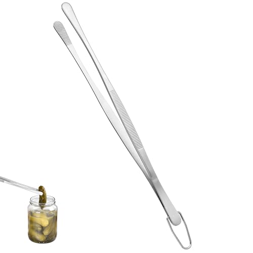 U-Taste 10in Kitchen Cooking Tweezer: 18/8 Stainless Steel Food-Grade Metal Food Tong, Seamless-Welding, Sturdy, Flexible and Non-Slip for Pasta Salad Serving, Grilling, Frying, Baking (Round Tip) - size: 10in (round tip)