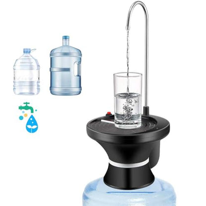 Drinking Water Dispenser Pump, Automatic Electric Drinking Water Bottle Pump for 2-5 Gallon Water Jugs, USB Rechargeable with 2 Switch Control, Stable and Portable for Home, Kitchen, Office, Camping - color: Black