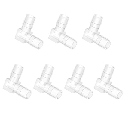 Quickun 5/32" Hose Barb 90 Degree Elbow L Fitting, Plastic 2 Way Equal Barbed Joint Splicer Mender Union Adapter Hose Fitting (Pack of 7) - size: 5/32" (7Pcs)