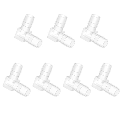 Quickun 5/8" Hose Barb 90 Degree Elbow L Fitting, Plastic 2 Way Equal Barbed Joint Splicer Mender Union Adapter Hose Fitting (Pack of 7) - size: 5/8" (7Pcs)