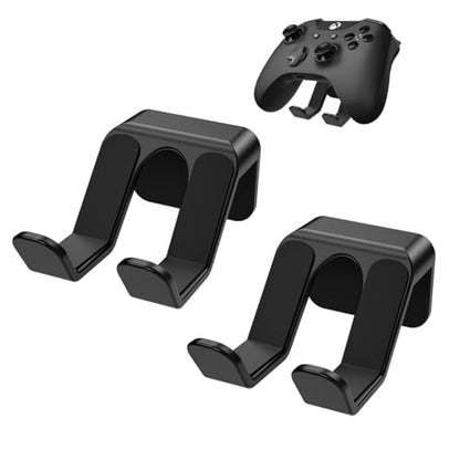 2-Pack Controller Holder Wall Mount, Headset Holder Stand for Xbox Series X/S, PS5, PS4, PC Gaming Stuff Accessories with Stable 3M Adhesive, Strong Adhesive by Screws(Black) - color: Black(2 Pack)