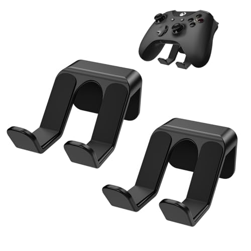 2-Pack Controller Holder Wall Mount, Headset Holder Stand for Xbox Series X/S, PS5, PS4, PC Gaming Stuff Accessories with Stable 3M Adhesive, Strong Adhesive by Screws(Black) - color: Black(2 Pack)