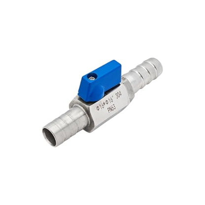 5/8” 304 Stainless Steel Mini Barb Ball Valve, Hose Shut Off Valve with Clamps, Corrosion Resistant Shut-Off Switch for Water, Gas, Fuel, Drip Irrigation - size: 5/8”