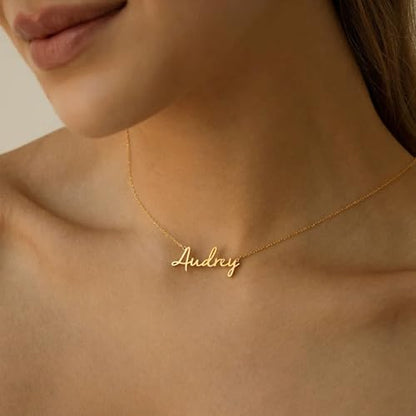 Ajiangwu 18K Gold Plated Name Necklace Personalized,Multiple Custom Name Necklace Family Necklace with Kids Names Customized Choker Necklace for Women - color: 1 Name