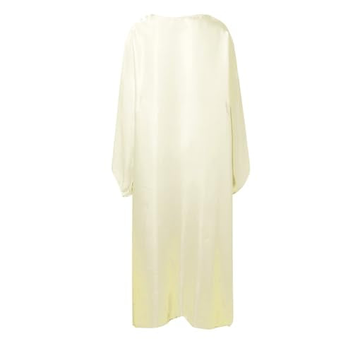 Muslim Dress Women One-Piece Prayer Dress Long Robe Long Sleeve Maxi Kaftan Dresses Islamic Clothes Set - color: Beige