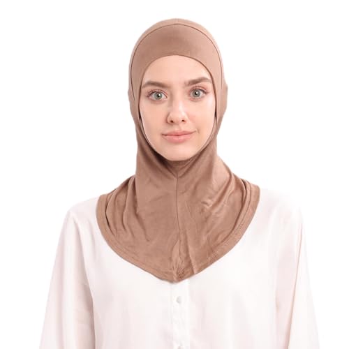 Modal Jersey Muslim Amira Instant Hijab Scarf for Women Jersey Hijab Undercaps - color: Camel