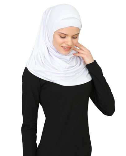 Prien Chic Ready To Wear Hijab For Women, Muslim Long Turban Undercap Set, Instant Scarf, Prayer Clothes For Girls, Abaya - color: White
