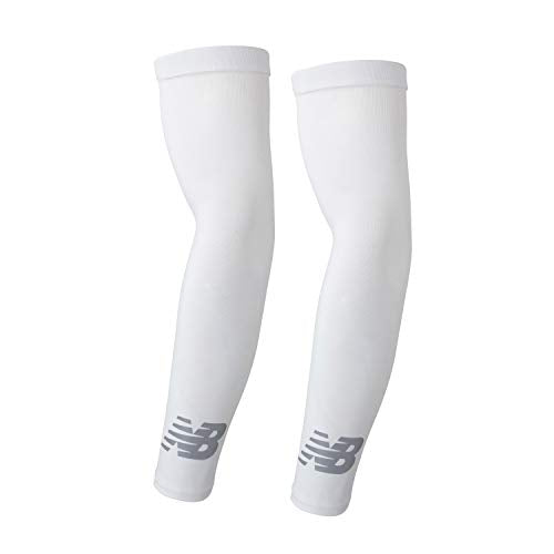 New Balance Unisex Outdoor Sports Compression Arm Sleeves, Arm Warmer, 1 Pair - color: White, size: Large-X-Large