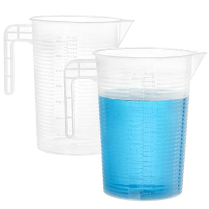 WUWEOT 2 Pack 125oz Measure Pitcher, Large Plastic Mixing Pitcher, US Conversion Chart, Food Grade Graduated Measuring Cup for Lawn Pool Chemicals Home Hobbies Motor Oil Fluids Cooking