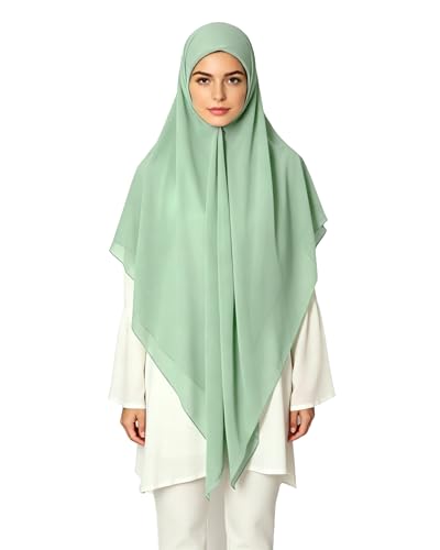Lina & Lily Premium Chiffon Hijab Head Scarf Shawl Wrap for Muslim Women Square 58'' x 58'' - color: Mint Green