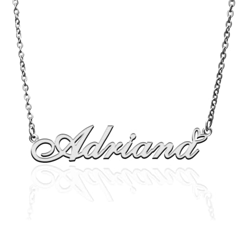 Custom Name Necklace Customized Personalized Plated Necklace for Mother Daughter Friendship Women Valentine's Day Christmas Birthday New Year Party - style: Adriana Silver