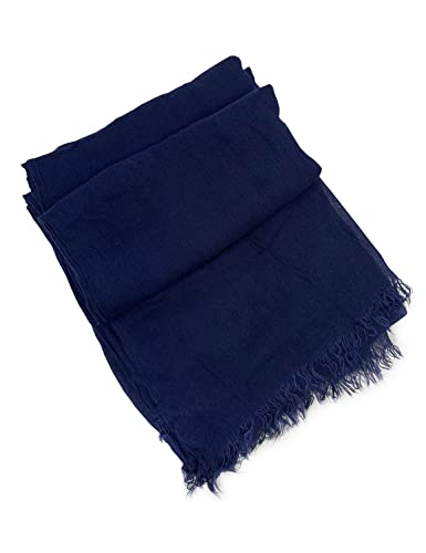 Txameru Hijab Scarf for Women - Muslim Rayon Crinkle With Fringe Edge - color: Nave Blue