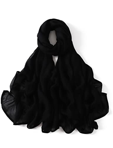 Txameru Women's Viscose Cotton Hijab Scarf - color: Black