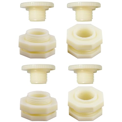 1" Female ABS Bulkhead Fitting, Plastic Water Tank Connector Adapter Fitting with Plugs for Outdoor rain Barrel Garden Hose Adapter Spigot kit Water Tank Gallon Drain Bucket(Set of 4) - size: 1 Inch, style: Set of 4