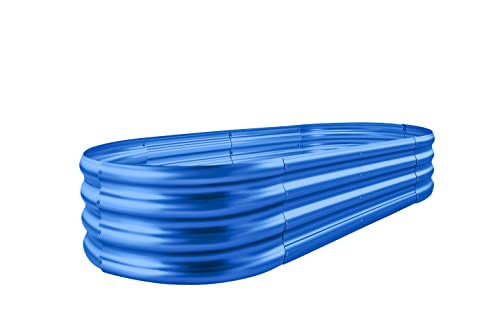 Land Guard Galvanized Raised Garden Bed Kit, Galvanized Planter Raised Garden Boxes Outdoor, Oval Large Metal Raised Garden Beds for Vegetables 4 x 2 x 1ft(1pcs) (Blue)… - color: 5-blue, size: 4×2×1ft(1pcs）