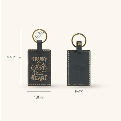 Christian Art Gifts Premium Vegan Leather Split Metal Inspirational Scripture Keychains for Men & Women: Multicolor Designs - color: Trust in the Lord/Dark Charcoal & Gold