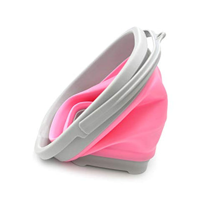 SAMMART 2.6L (0.68 Gallon) Super Mini Sqare Collapsible Plastic Bucket - Foldable Square Tub - Portable Fishing Water Pail - Space Saving Outdoor Waterpot (1, Pink) - color: Pink