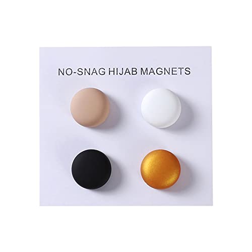 Surakey Women Hijab Magnetic Button Shawl 4 Pieces Magnetic Buckle Headband Scarf Pins Colorful Round Hat Clasp for Headwrap, Type 7