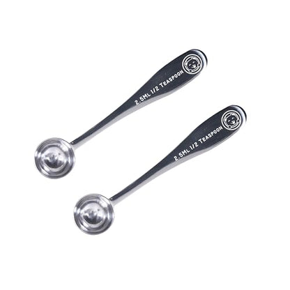 2.5 ml 1/2 Teaspoon Measuring Scoop Spoons, Polished Stainless Steel, Set of 2 - color: Polished Stainless Steel, size: 2.5 ml Half Teaspoon