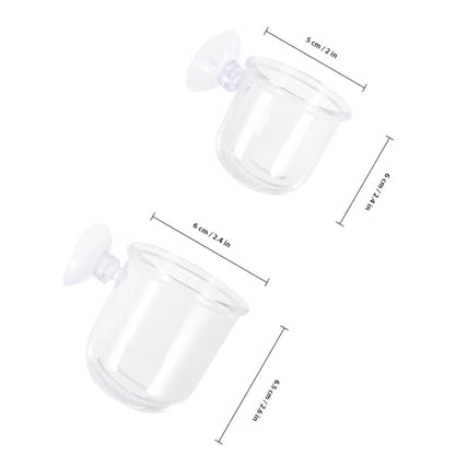 Kichvoe 4pcs Acrylic Feeding Cups Fish Tank Feeder with Suction Cups Water Grass Container Bait Feeding for Aquarium Shrimp and Fish Use