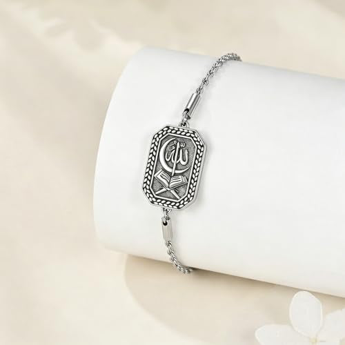 PELOVNY Allah Bracelet 925 Sterling Silver Islam Allah Bracelet Islamic Muslim Religious Jewelry Gifts for Men Women - color: Allah Bracelet-01