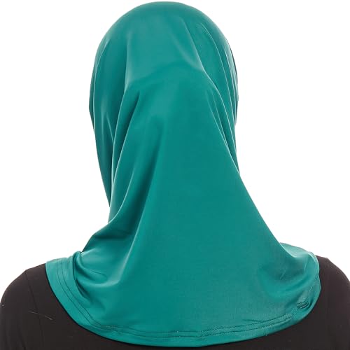 Plain Ready To Wear Amira Hijab for Women - Muslim Instant Amira Jersey Scarf – Soft Muslim One Piece Instant Hijab Headscarf - color: Dark Green