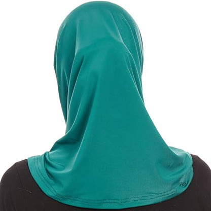 Plain Ready To Wear Amira Hijab for Women - Muslim Instant Amira Jersey Scarf – Soft Muslim One Piece Instant Hijab Headscarf - color: Dark Green