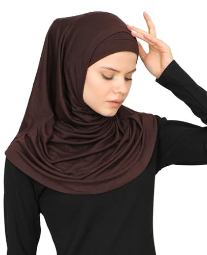 Prien Chic Ready To Wear Hijab For Women, Muslim Long Turban Undercap Set, Instant Scarf, Prayer Clothes For Girls, Abaya - color: Brown