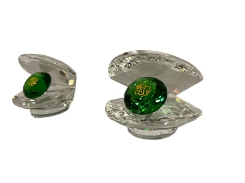Muslim Crystal Kaaba Dome Mosque Islamic Desktop Ornament Collectible Figurine for Home Mecca Souvenir Islamic Decoration 5"x3" (Glass Seashell with Allah and Muhammad 2pcs/Set) - color: Glass Seashell With Allah and Muhammad 2pcs/Set