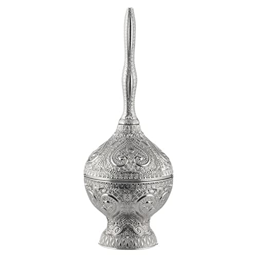 Telkari Rose Water Pourer, 7.5" H x 2.8" W | Filigreed Ottoman Turkish Handmade Güldanlık | Rose Water Dispenser with Elongated Shape | Fragrance Vessel | Traditional Rose Dispenser, Silver - color: Silver Telkari