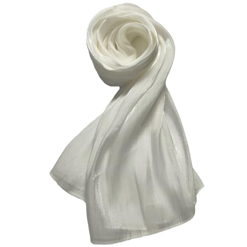 Women Premium Hijab Head Scarf Lightweight Shimmer Scarves Crepe Wedding Shawls and Wraps for Evening Dresses Shiny - color: Pure White