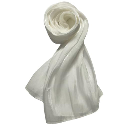 Women Premium Hijab Head Scarf Lightweight Shimmer Scarves Crepe Wedding Shawls and Wraps for Evening Dresses Shiny - color: Pure White