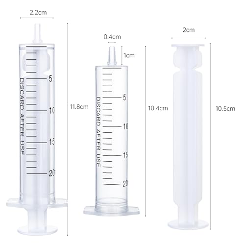30pcs 20ml/cc Plastic Syringes with Caps Without Rubber Stopper in for Industry Lab Pet Feeding - size: 20ml/cc