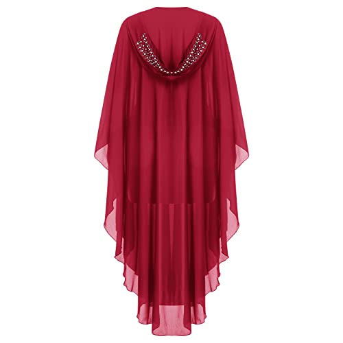 OBEEII Muslim Dress for Women Loose Batwing Sleeved Hooded Beaded Embroidery Long Abaya Dress Kaftan Abayas Islamic Robe - color: Bs02