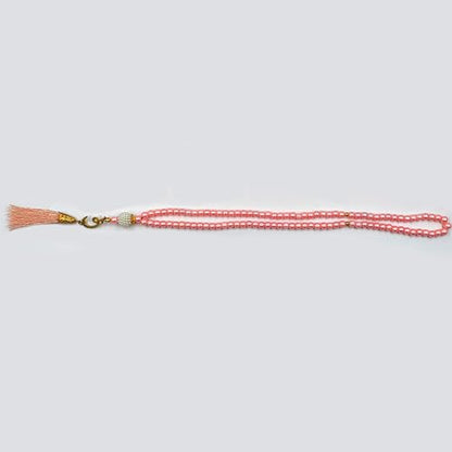 BAYKUL Muslim Prayer Beads 99, Islamic Rosary with Silver Allah Muhammad Engraved Tasbih, Zikr Namaz Worship Ramadan Tesbih Bracelet - color: Pink Pearl