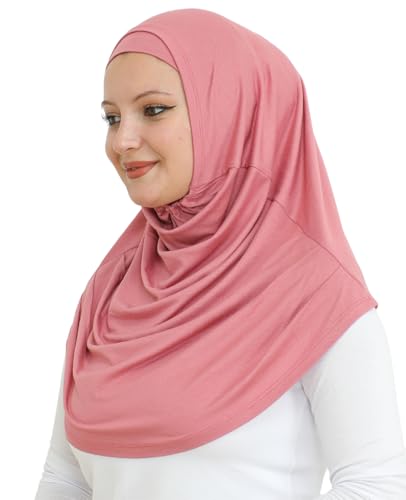 Prien Chic Ready To Wear Hijab For Women, Muslim Long Turban Undercap Set, Instant Scarf, Prayer Clothes For Girls, Abaya - color: Dusty Rose
