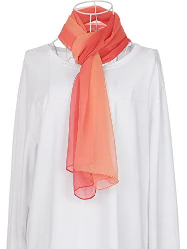 uxcell Women'sChiffon Sheer Long Scarf Silky Gradient Party - color: Red Orange