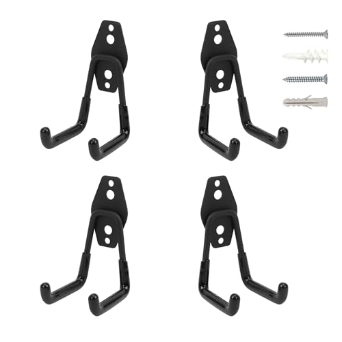 Wall Mount Heavy Duty Garage Hooks (4-Pack) – Wall Mounted Storage Hooks for Ladders, Bikes, Tools & More – Rust-Resistant Steel with Anti-Slip PVC Coating Small U Hooks - color: 4Pcs