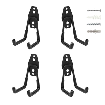 Wall Mount Heavy Duty Garage Hooks (4-Pack) – Wall Mounted Storage Hooks for Ladders, Bikes, Tools & More – Rust-Resistant Steel with Anti-Slip PVC Coating Small U Hooks - color: 4Pcs