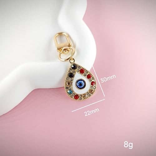 Turkish Devil's Eye Rhinestone Keychain Luxurious Ethnic Style Crytal Keychain for Car Key Bag Backpack Decorative Gift - style: Style 1