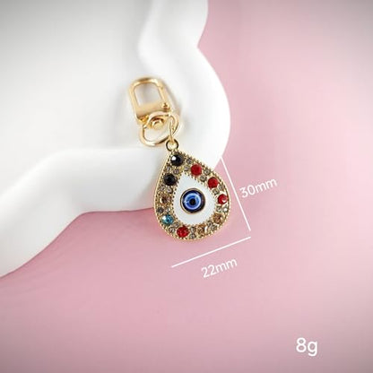 Turkish Devil's Eye Rhinestone Keychain Luxurious Ethnic Style Crytal Keychain for Car Key Bag Backpack Decorative Gift - style: Style 1
