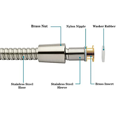 BRIGHT SHOWERS Extra Long Shower Hose 118 Inches – Stainless Steel Handheld Shower Hose with Brass Connectors, Anti-Kink, Leak-Proof, Easy to Install, Fits Most Shower Heads, Brushed Nickel - color: Brushed Nickel, size: 118 Inch